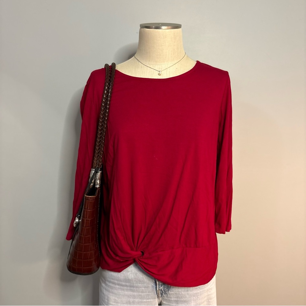 Chico's Vibrant Red Long Sleeve Top with Knot